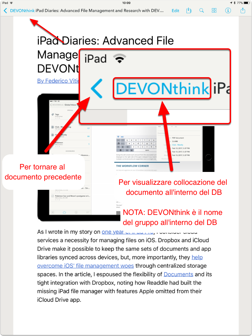 DEVONthink to Go: come navigare tra i documenti