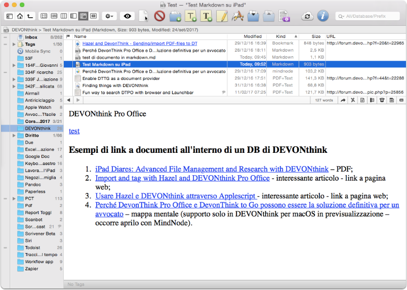 DEVONthink Pro Office: visualizzazione .md con link