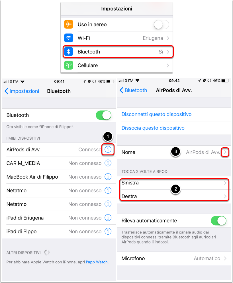 un comando specifico (tra quelli permessi da Apple) per ogni auricolare degli AirPods con iOS 11 — e Mac