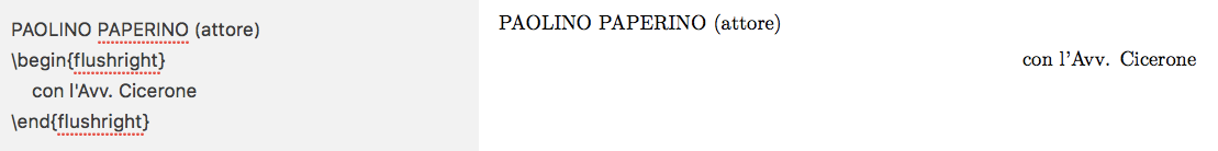 Esempio di testo allineato a destra