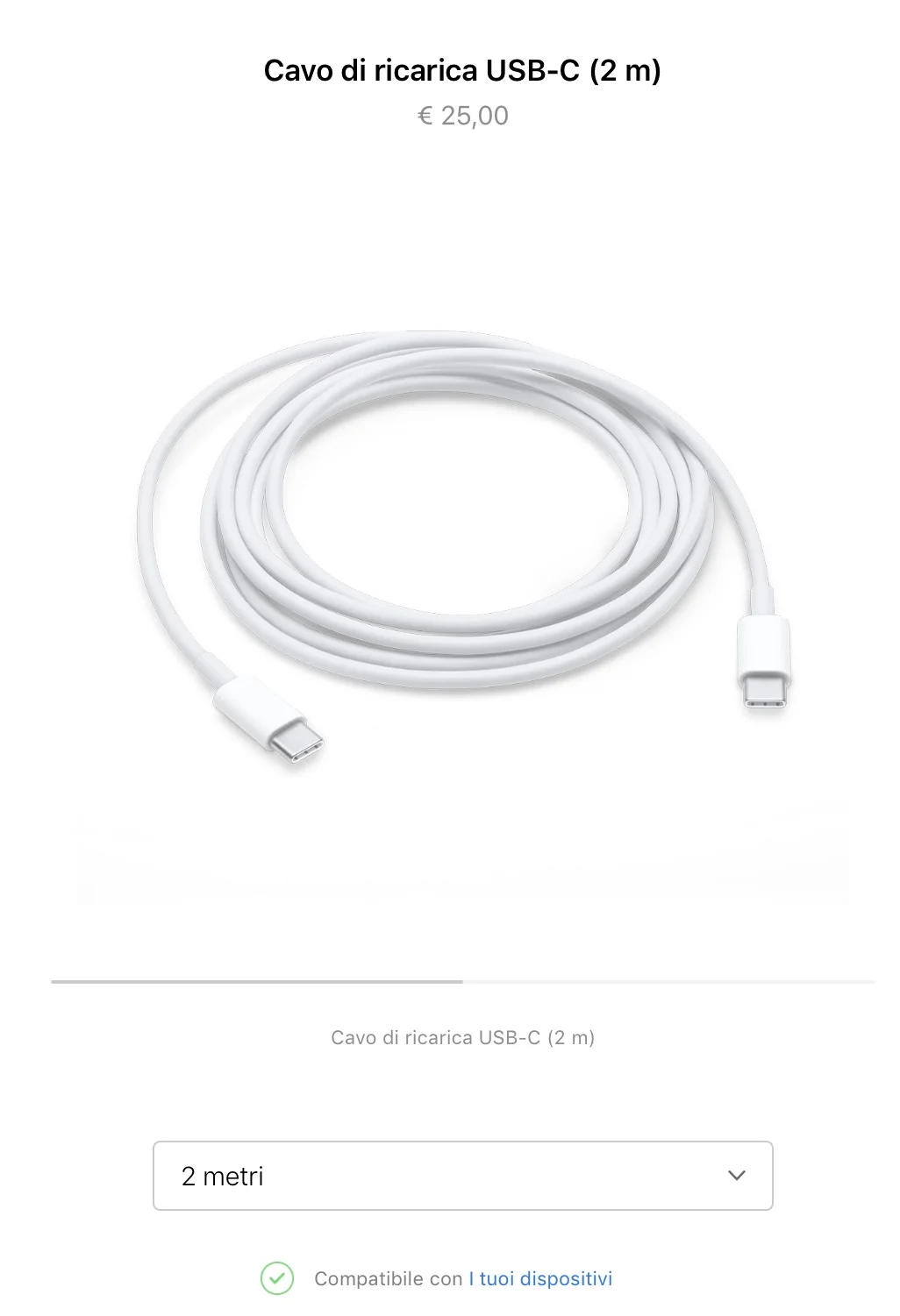 Cavo USB-C da 2 metri di Apple