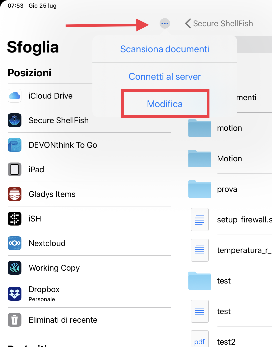 Attivazione di un nuovo document provider in File
