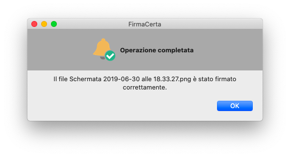 Test di firma, riuscito