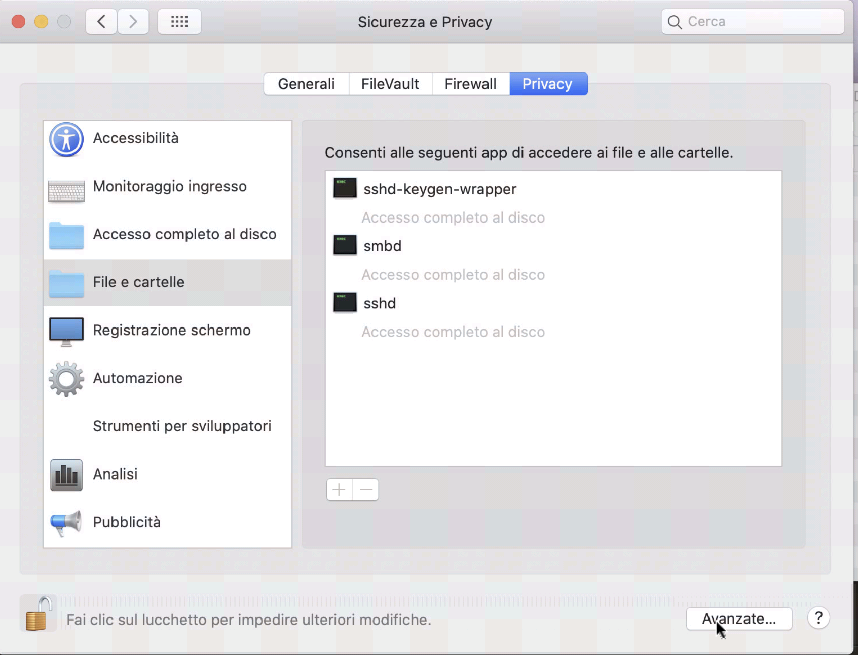 Sicurezza e Privacy: autorizzazione ad accesso File e cartelle