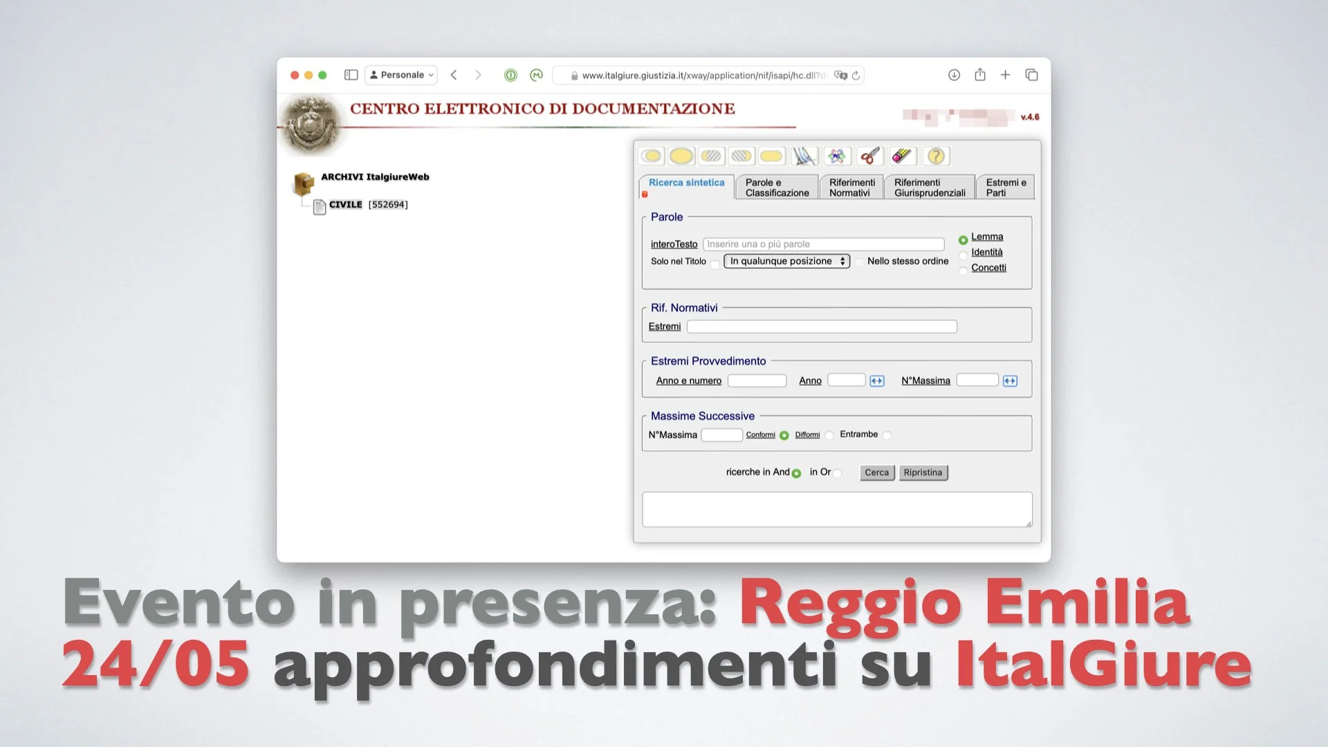 Reggio Emilia, incontro del 24 Maggio ore 15:00 su Italgiure
