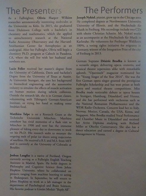 Back page of the Opening Ceremony program.