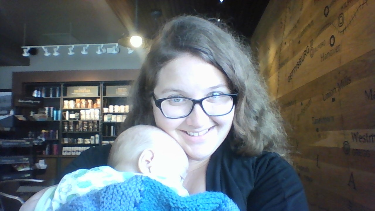 Günther "helping" me with research over coffee