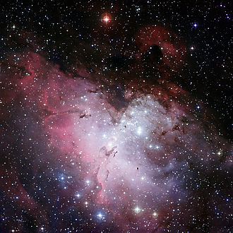Eagle Nebula (Image: ESO) Right ascension: 18h19m Declination: -13°49’ Distance: 7,000 lightyears Radius: ~70 x 55 lightyears Constellation: Serpens