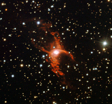 Red Spider Nebula (Image: ESO) Right ascension: 18h05m Declination: -19°51’ Distance: 5,000 lightyears Radius: 1.1 lightyear Constellation: Sagittarius