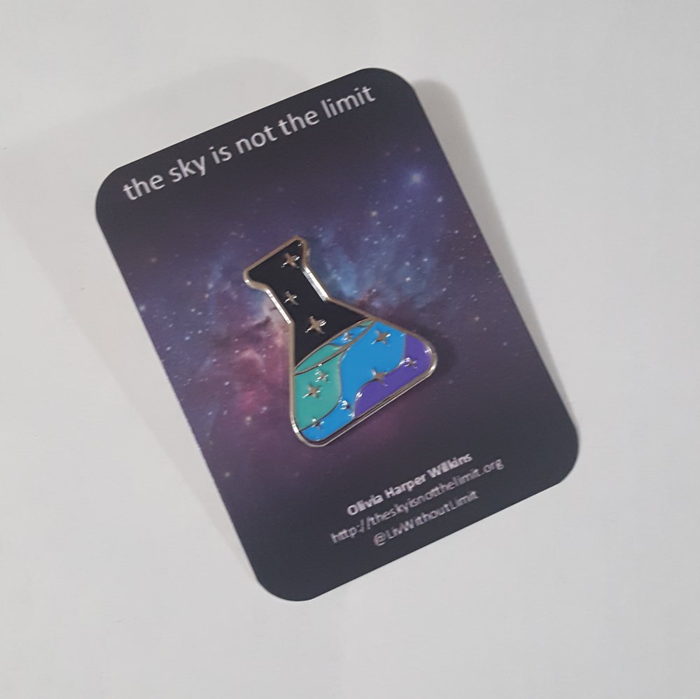 Space Erlenmeyer Flask Enamel Pin — the sky is not the limit