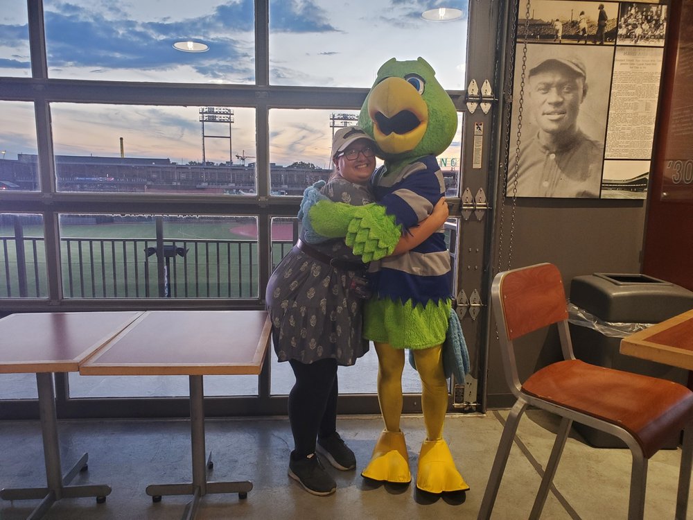Me with Krash, one of the Columbus Clippers mascots