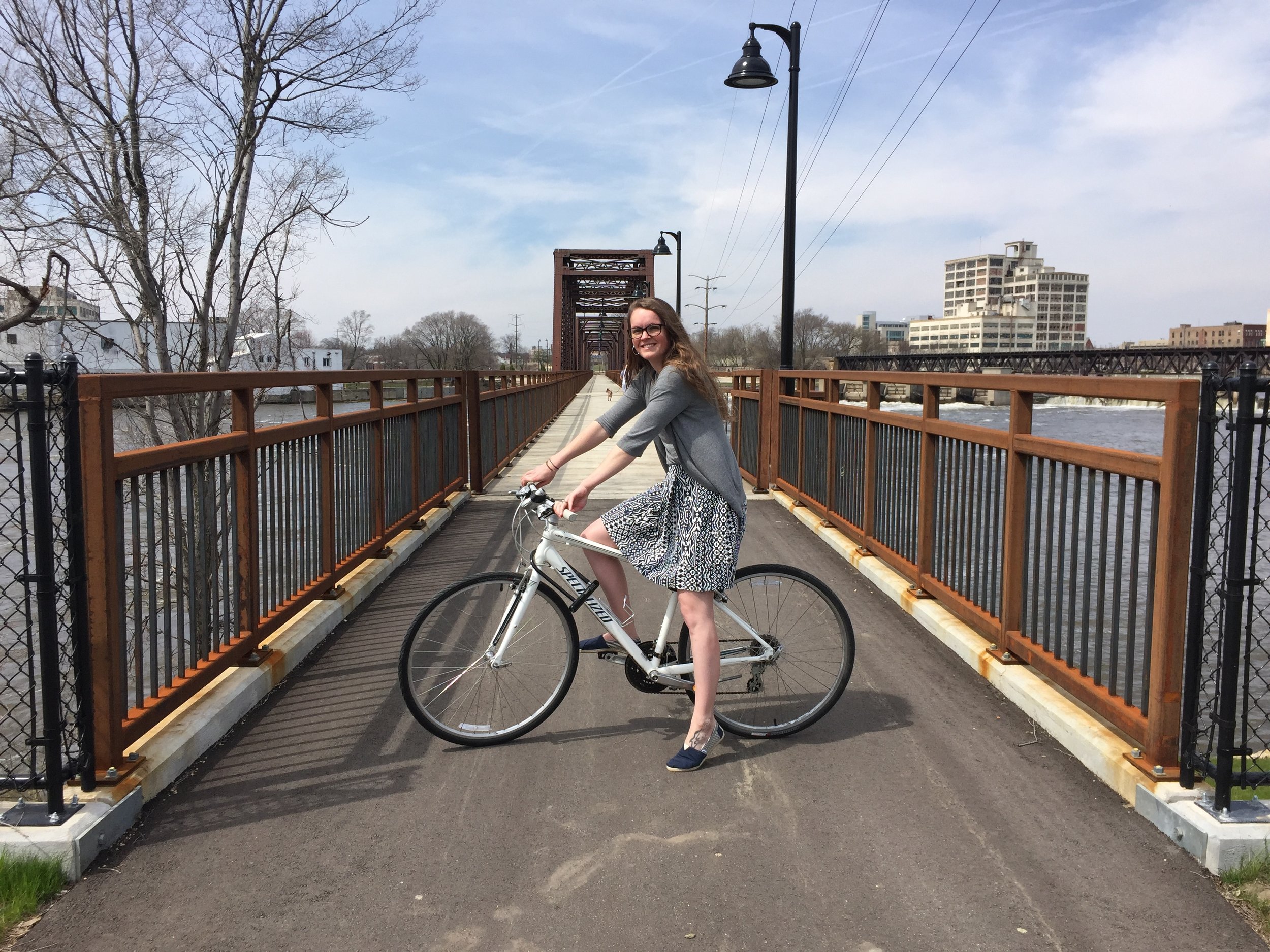 Rockford's new 'rails to trails' bicycle path, just south of downtown.