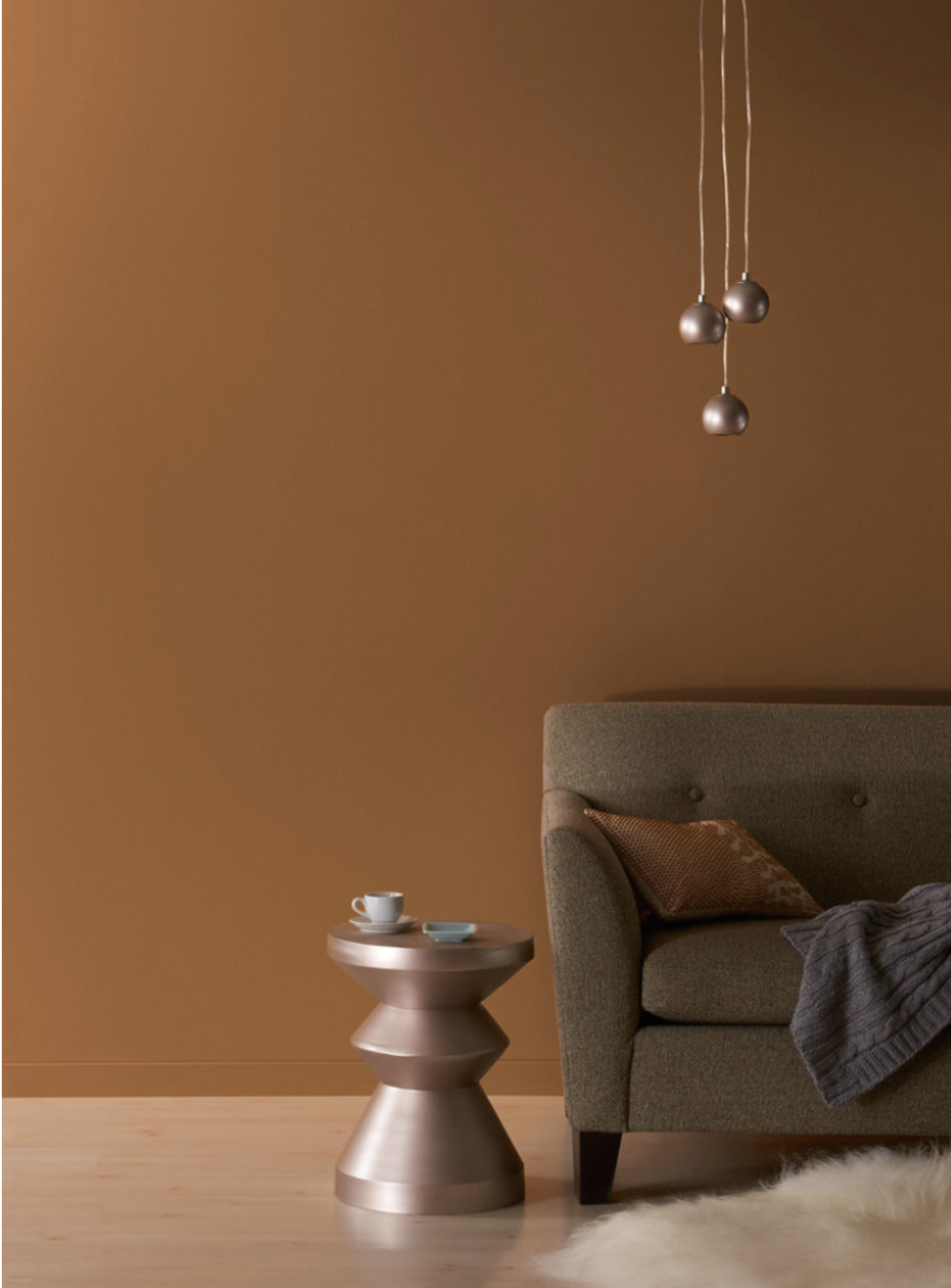 Rustic Wicker paint by Valspar. Interior consultant Despina Curtis is well-known in the industry for her expert use of color and ability to craft composed spaces for clients such as COS , Moooi, and Carl Hansen , to name just a few. For 2018, she believes that terracotta will be what emerald green was to interiors in 2017. "This shade is in the bronze family, with a touch of orange and a hint of red," she explains. "The result is a rich earthy color. It looks beautiful on tactile materials such as textiles—especially bed linen—along with ceramics and tiles. For the brave, it would look equally impressive on an architectural feature in a room." Paint brands Valspar and Jotun agree, adding rusty shades such as Rustic Wicker and Norwegian Wood to their 2018 color cards, respectively.