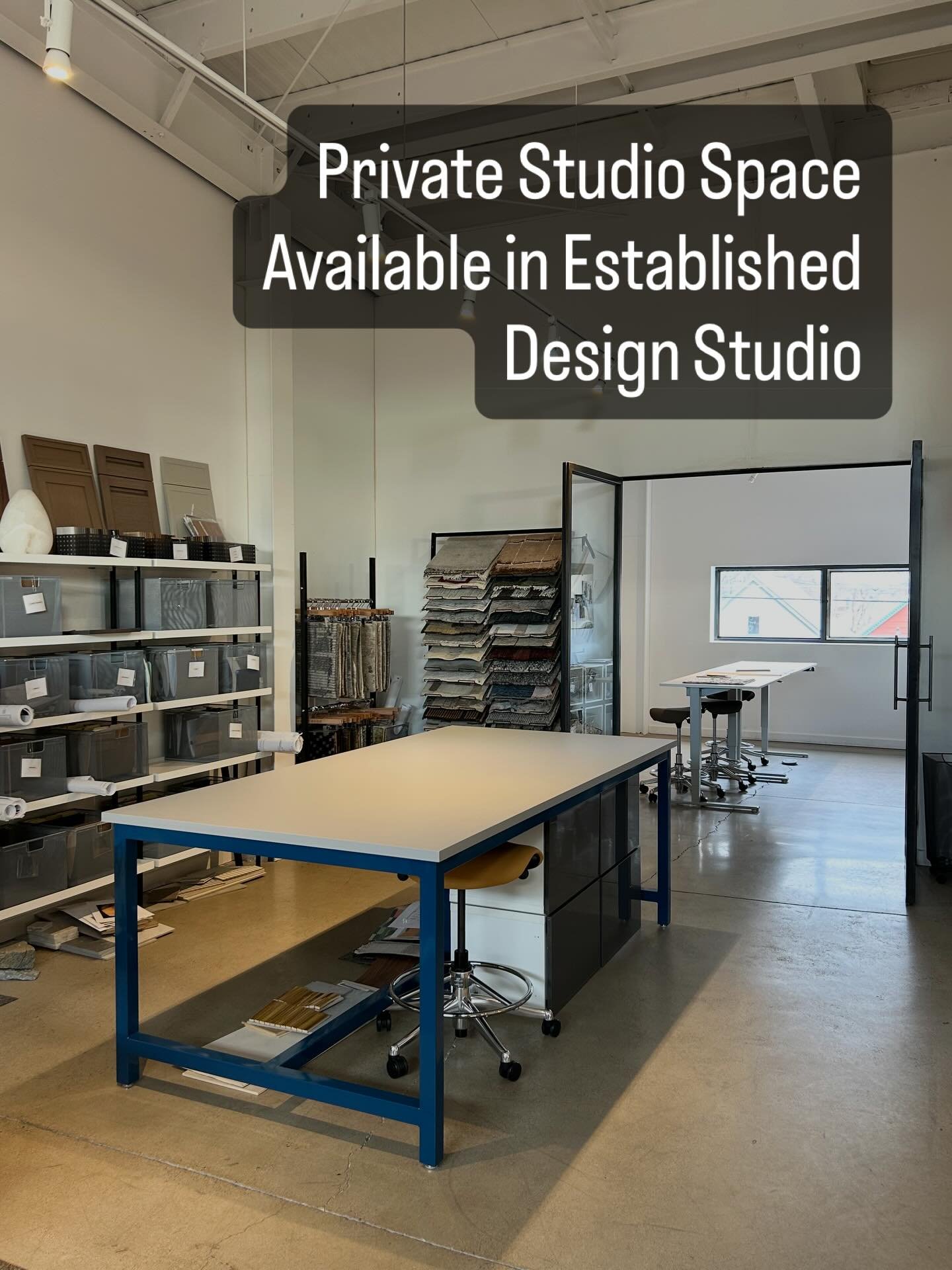 Bright, well-appointed studio space available within a long-standing interior design studio with a relaxed atmosphere. Ideal for a designer, architect, stylist or creative professional seeking a collaborative yet independent environment. Various spac