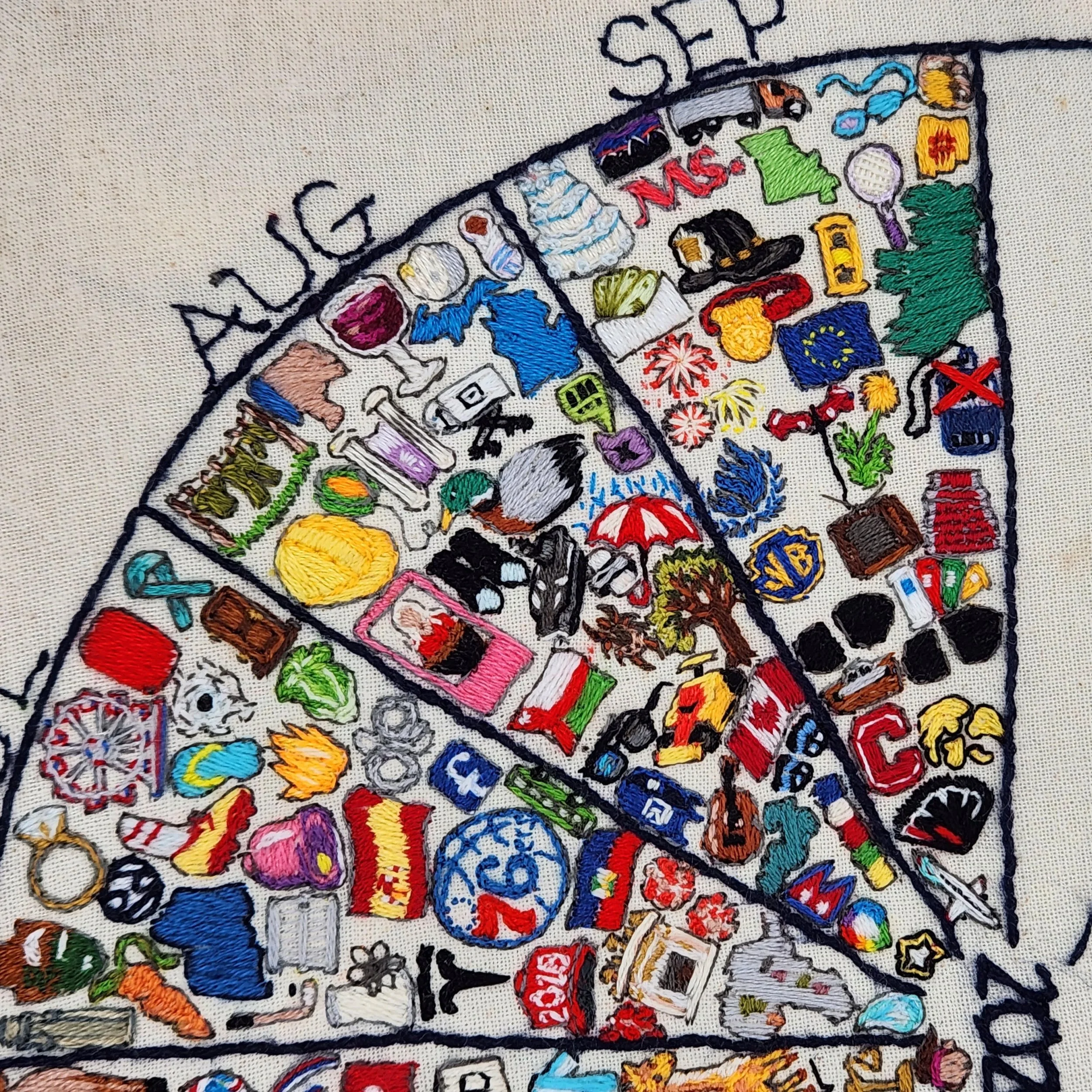 Embroidered icons for September