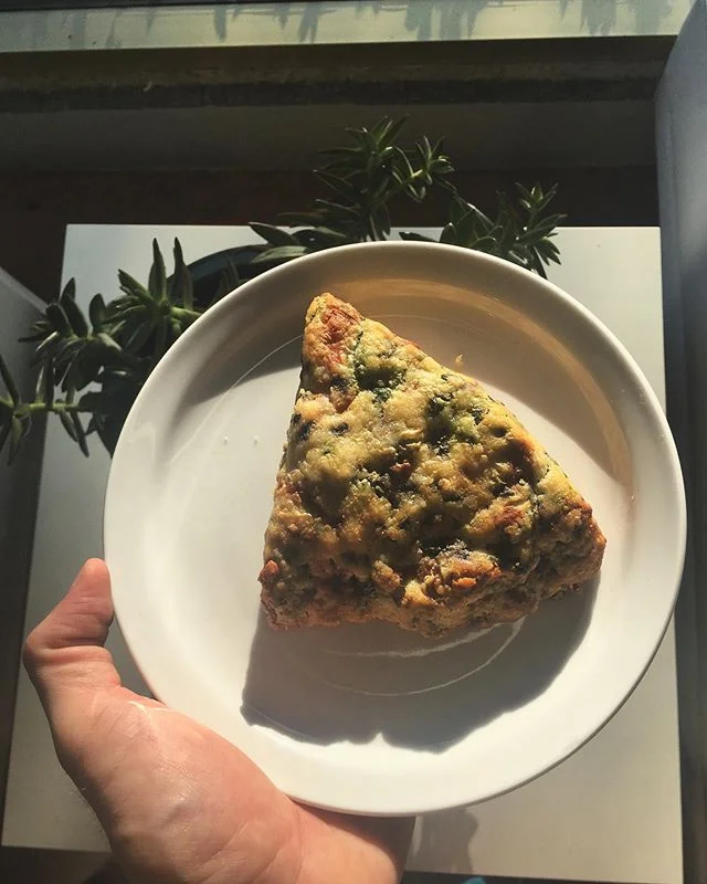 i&rsquo;m not saying we&rsquo;ll have these spinach, swiss, and mushroom scones forever but i AM saying they ARE gluten free, so if that&rsquo;s gives you solace, take it! also take a scone! we&rsquo;re open til 3!
.
.
.
.
#tucsoncoffee #pastry #loca