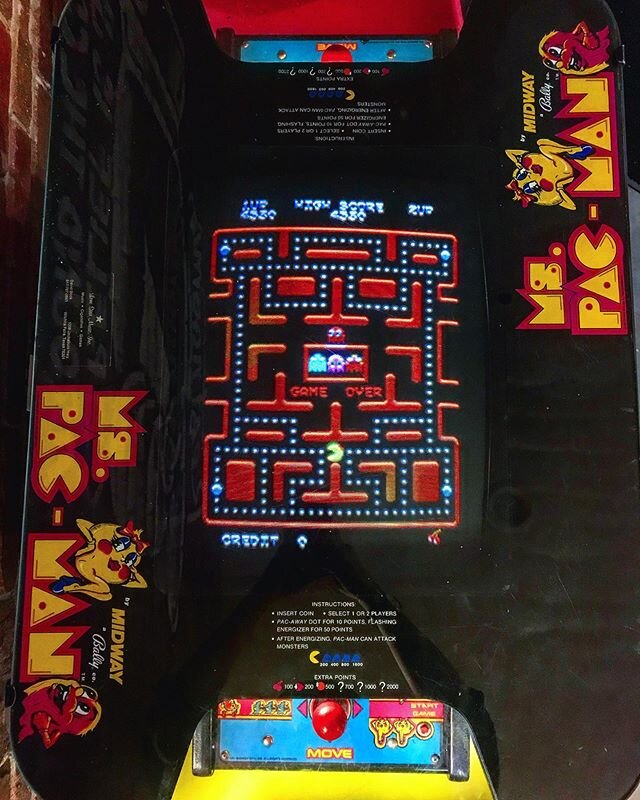 ms. pac-man is back in action folks! come on by and drop in a quarter, we&rsquo;re open from 6 to 3 every day o&rsquo; the week, and these ghosts are a huge problem they drink all our coffee when the shop is closed so ms. pac-man needs all the help s