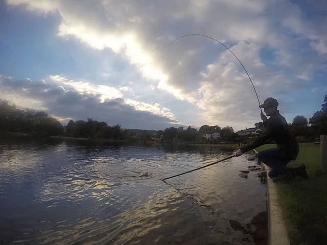 As the sun sets Toby concludes a successful practice session - catching in 7 different locations around the newly refurbished Anchor Lake.
