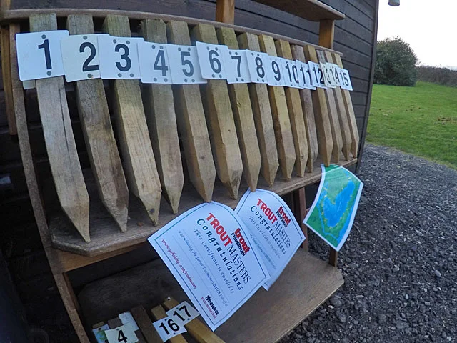 Ready for the off - Troutmasters pegs for the Exe Valley Fishery 2016 Fish Off