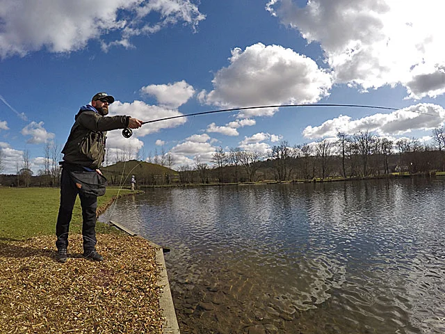 Fishing in the spring sunshine at Exe Valley Fishery