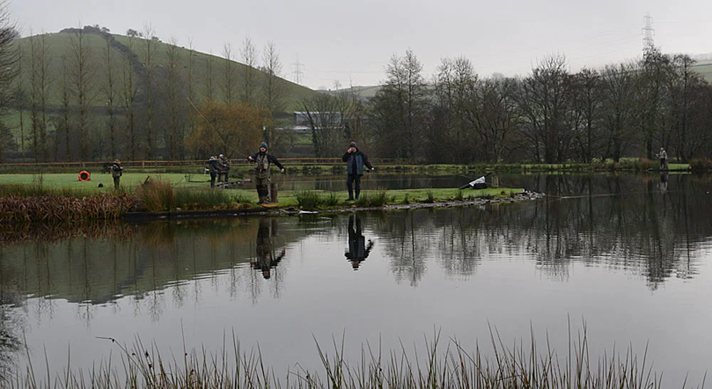 The Anchor Lake bustling with activity during the South Molton fishing club day