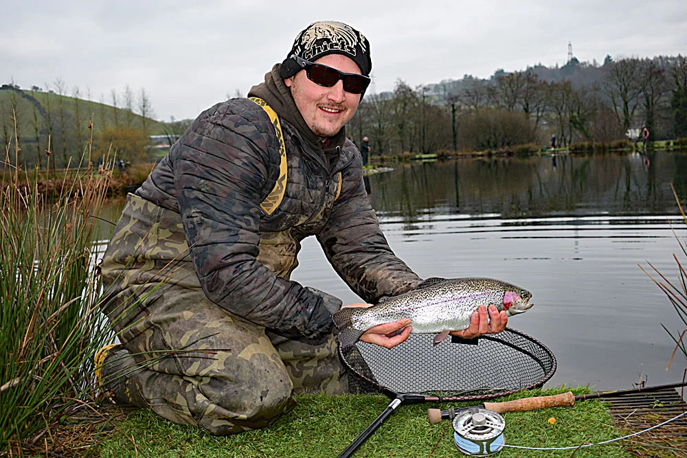 Regular Exe Valley angler Blair Woodland from South Devon put his Blobs to good use, fished with a variety of retrieves in various locations around the lake. He finished the day on 12 fish.