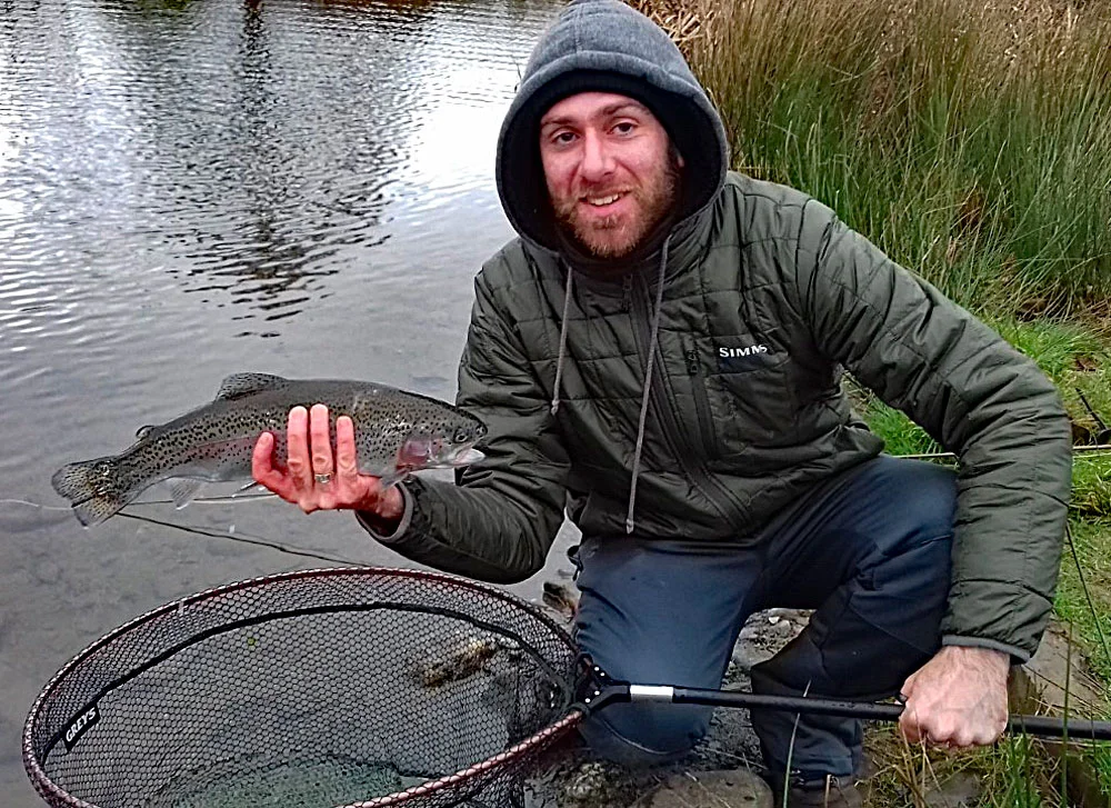 ……..and landing this lovely Anchor Lake Rainbow Trout which was returned safely