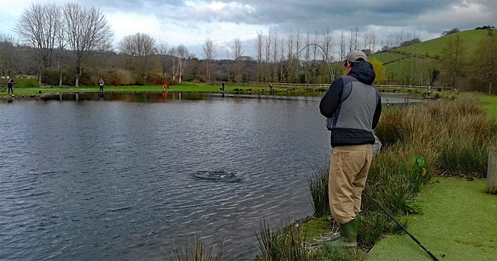 Matt Hunt from Torquay, playing an Anchor Rainbow Trout, 1 of the 9 he caught and released during the week providing him not only with a great days sport but qualifying him for a free permit. If you have been taking part in our loyalty scheme please note that the offer has been extended to the end of April 2019