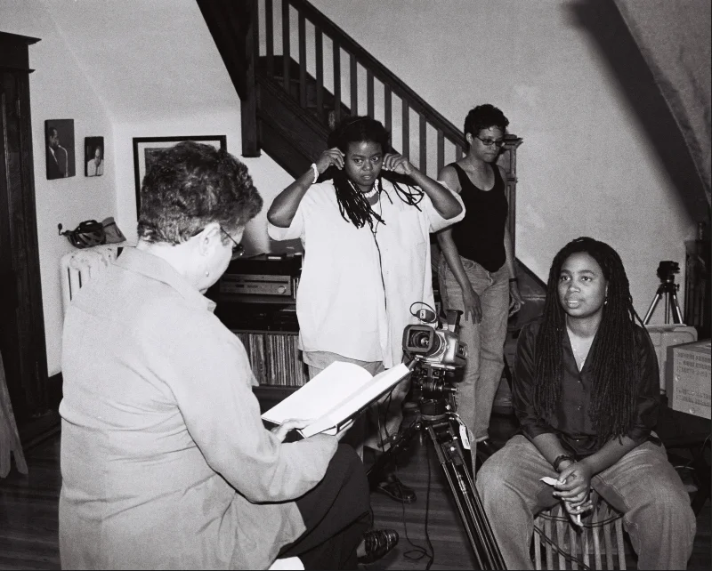 NO! Production Still: interviewee Charlotte Pierce-Baker, dir. of photog./asst. prod. Joan Brannon, co-prod./contributingeditor Gail Lloyd, prod./dir. Aishah Shahidah Simmons_ Wadia Gardiner, © 2000