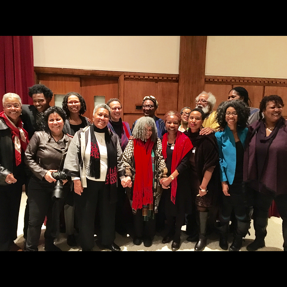 Some of the many presenters at the Legacies of June Jordan One Day Symposium, University of Massachusetts, Amherst(Front row: Cheryl Clarke, Nivea Castro, Margo Okazawa Rey, Sonia Sanchez, Akasha Gloria Hull, Aishah Shahidah Simmons, Alexis Pauline Gumbs, Samiya A. Basher. Back row: Kai M. Green, Evie Shockley, Sharon Page Ritchie, Gloria I. Joseph, Lisa C. Moore, John Bracey and Mecca Jamilah Sullivan) © 2016