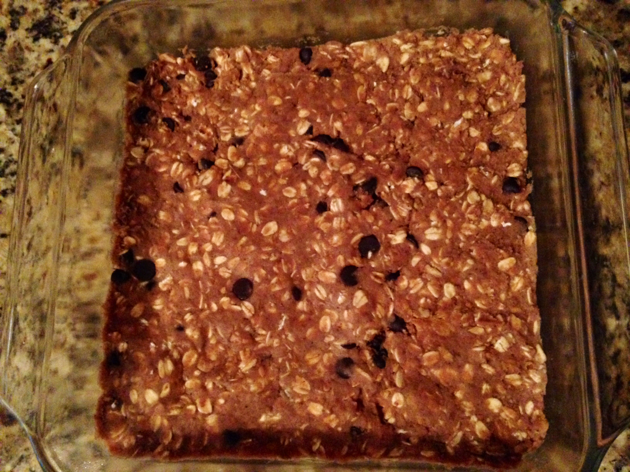 Bars are set in the baking dish and ready for refrigeration! 