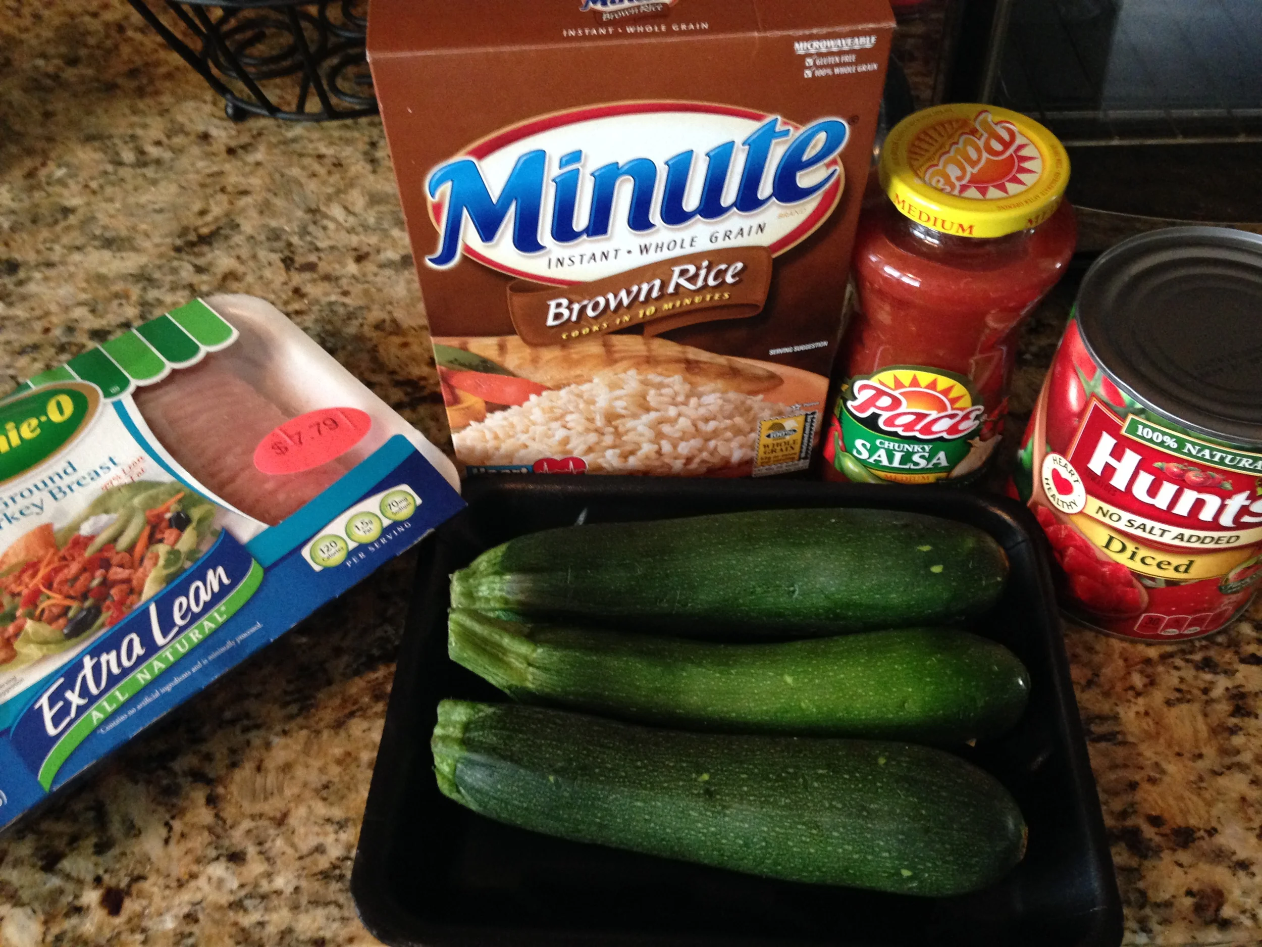 Turkey and Tomato Salsa ingredients (minus the spices and toppings)