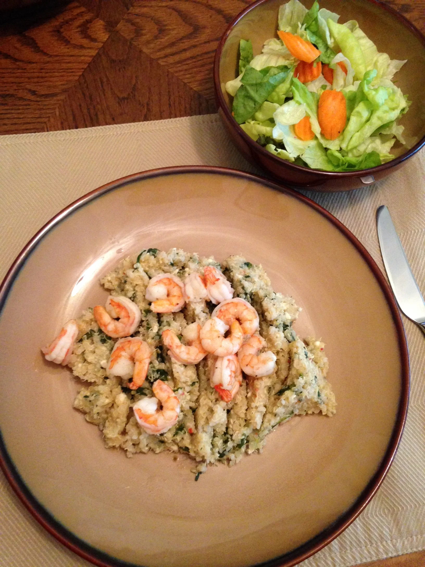 Meal made in minutes: Shrimp with Quinoa, Spinach, and Feta Salad