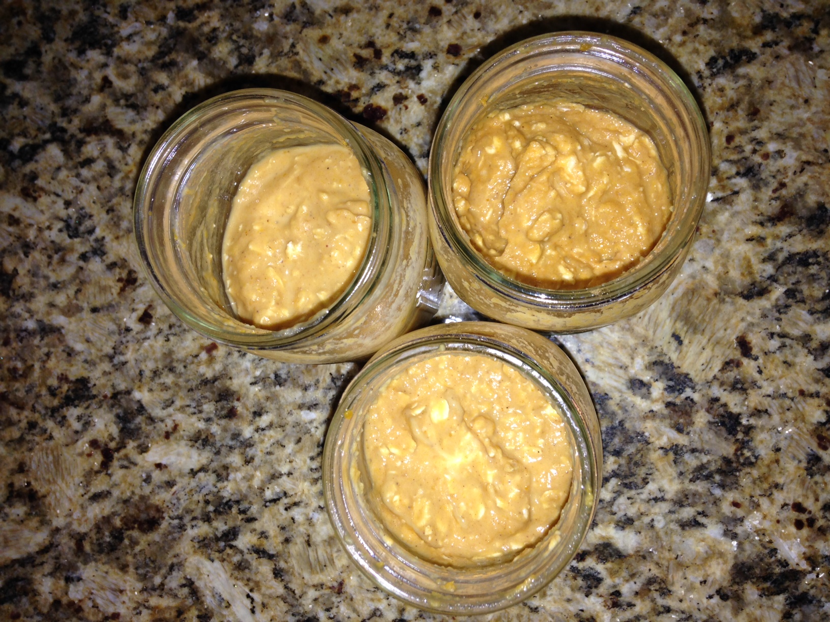 Three batches of Pumpkin Pie Protein Overnight Oats!!