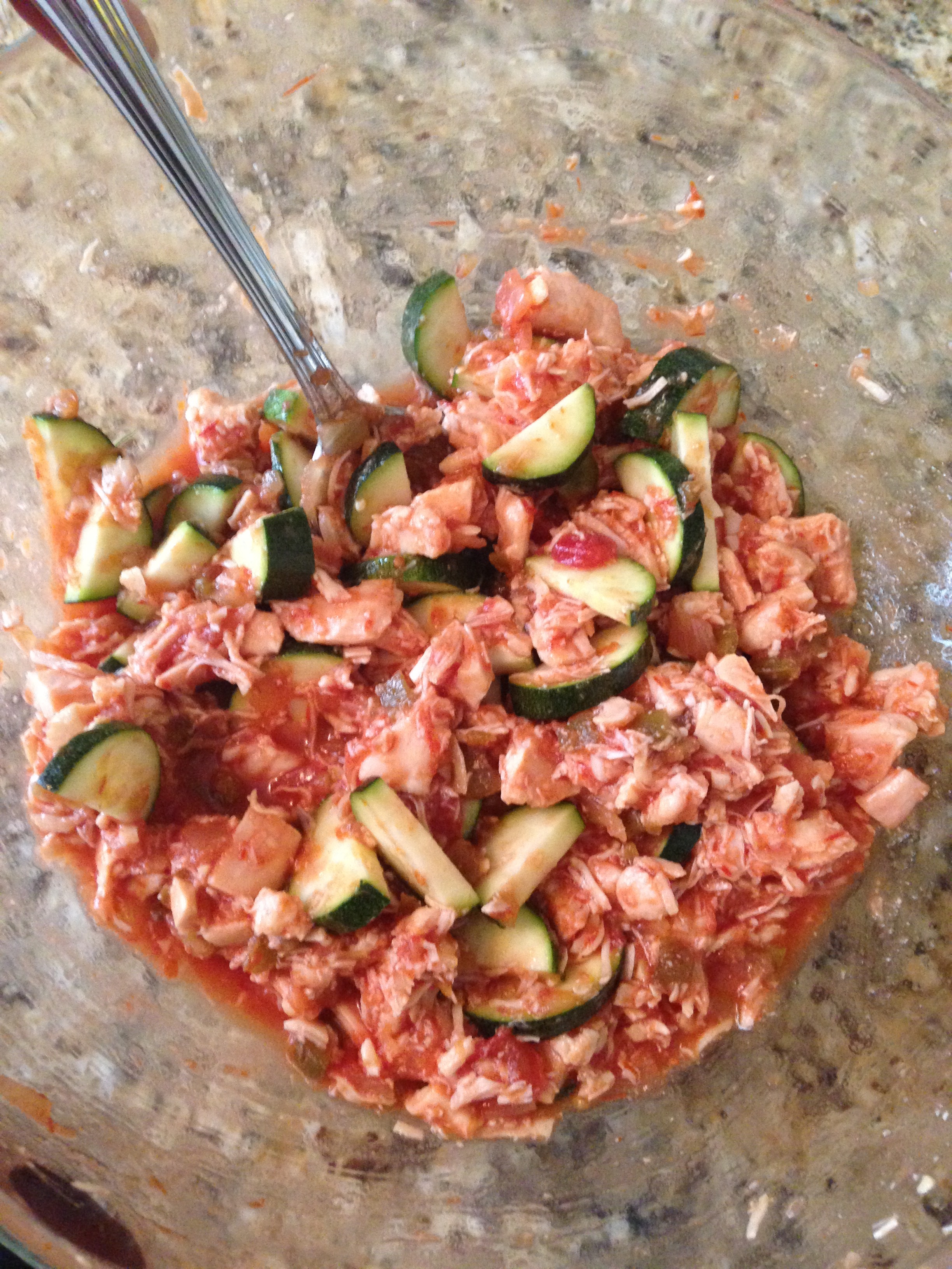 Salsa, chicken, and zucchini mixture (without the cheese)