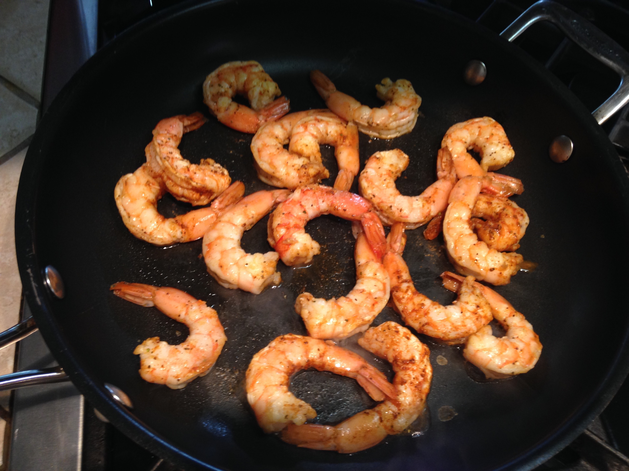 finishing touch: sauté the shrimp!
