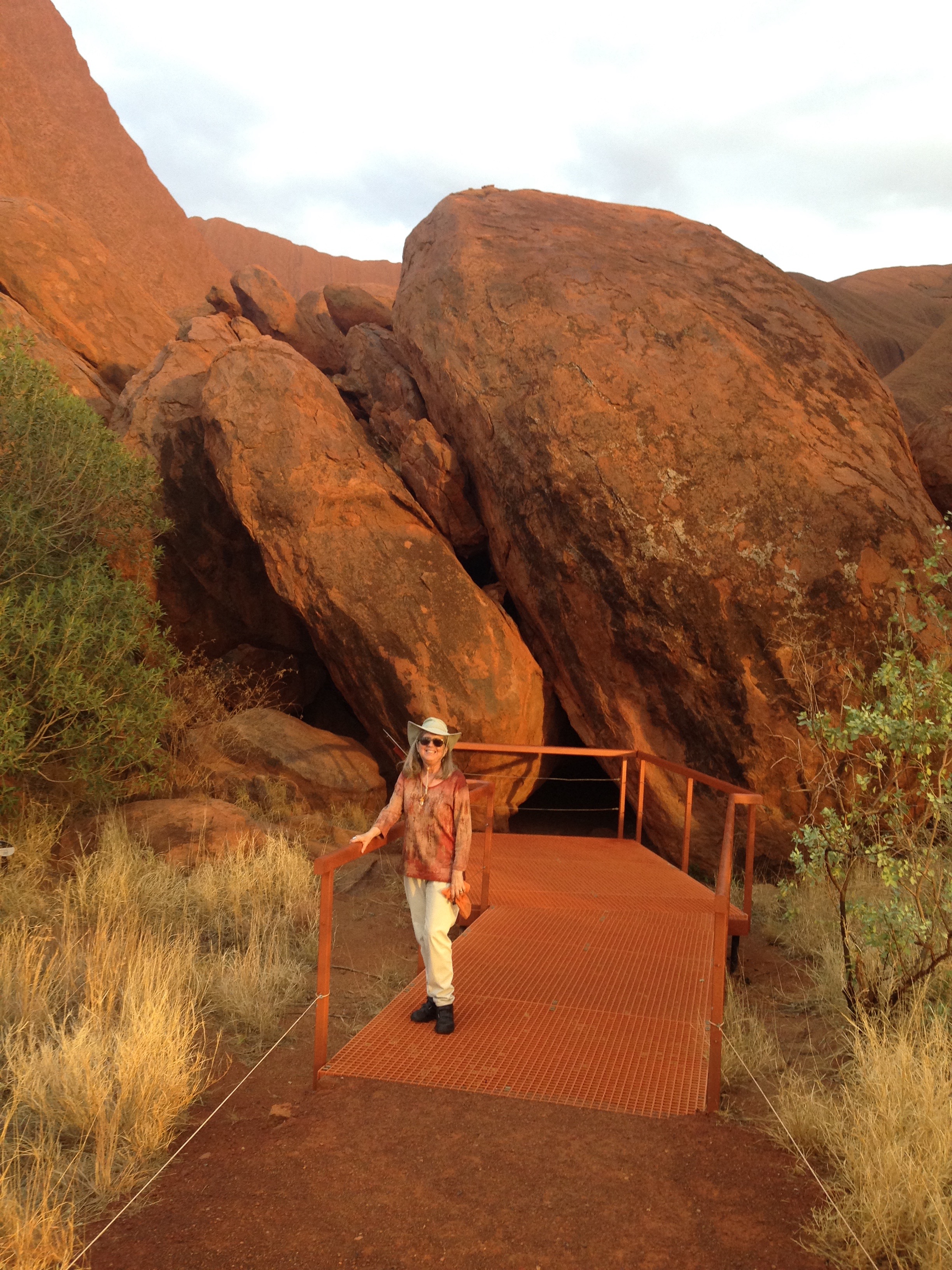 Author near pictograph cave at Uluru-Kata Tjuta National Park, Northern Territory, Australia