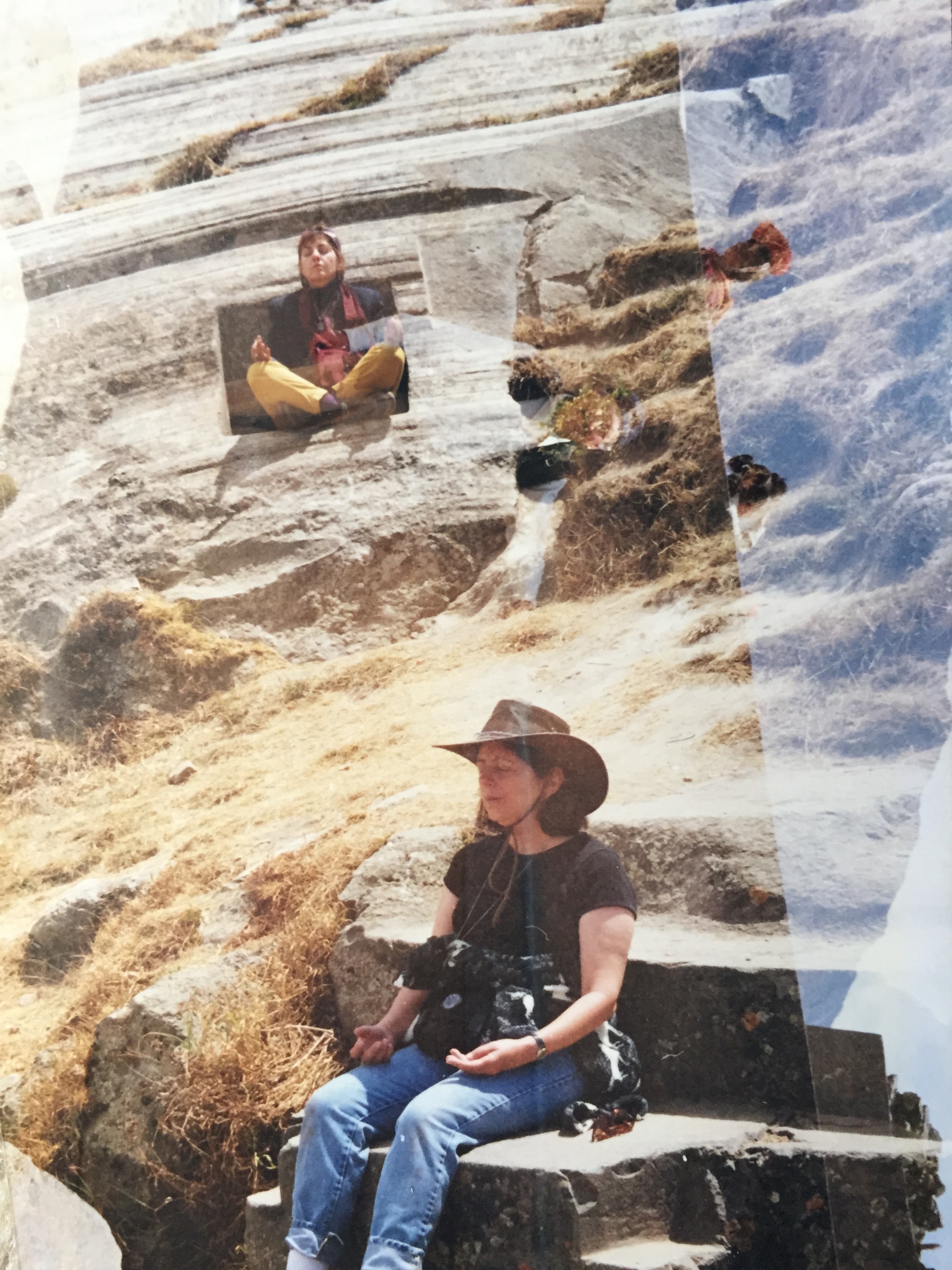 Author and friend meditating in Cusco, Peru
