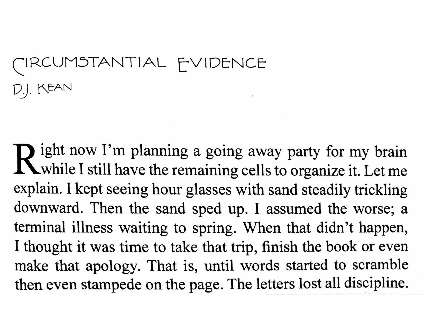 Excerpt from D. J. Kean's "Circumstantial Evidence"