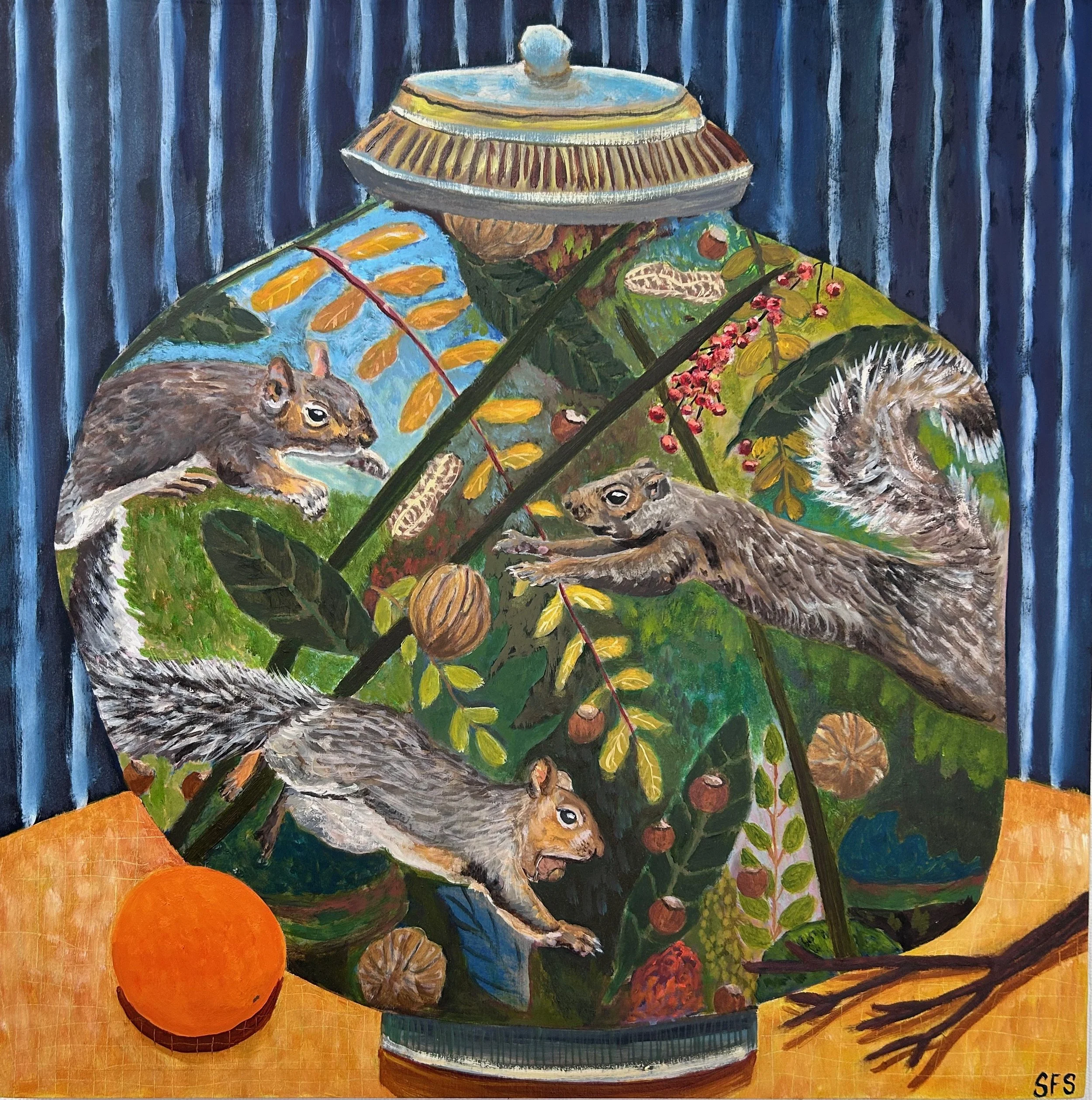 Fall in the squirrel urn