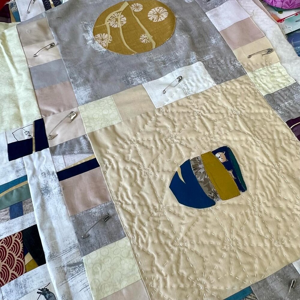 Day 27 Current WIP
My current work in progress is a quilt called Kintsugi - the Japanese art form that involves repairing broken pottery with gold which symbolizes embracing imperfection, impermanence, resilience. The pattern is a design from Anne Ma