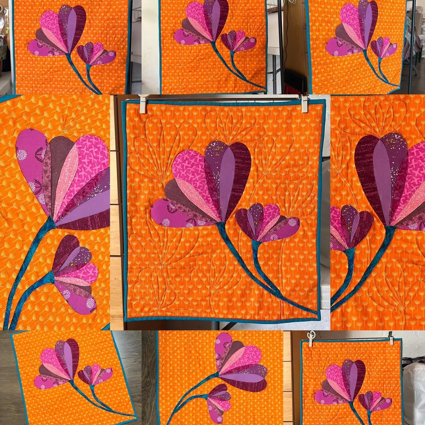 Second class from the Thread House Academy. Wire Flower- taught by Karen Lewis @karenlewistextiles  I was so happy to have in my stash the orange background fabric from Hothouse collection by Deborah Fisher from @fishmuseum I really love how the mini