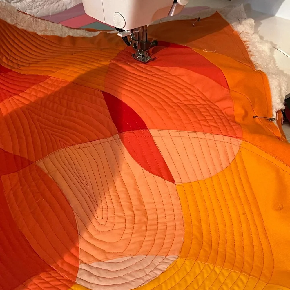 Practicing @carolina_oneto curves and transparencies technique #quilting #machinequilting