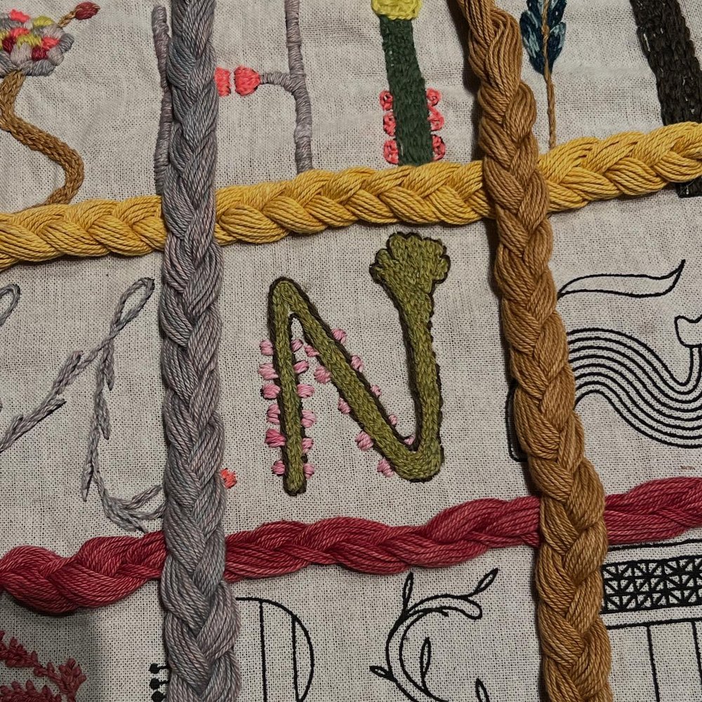 My needle and thread bring N to life #alfabetobot&aacute;nico #bordado #bordadoamano