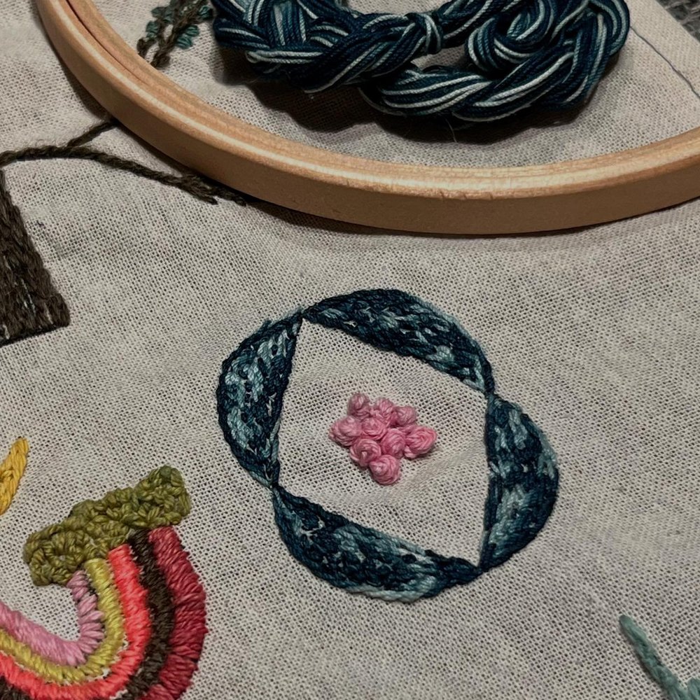 Today I embroidered the O.  Swipe to check out my progress. #alfabetobot&aacute;nico #handembroidery