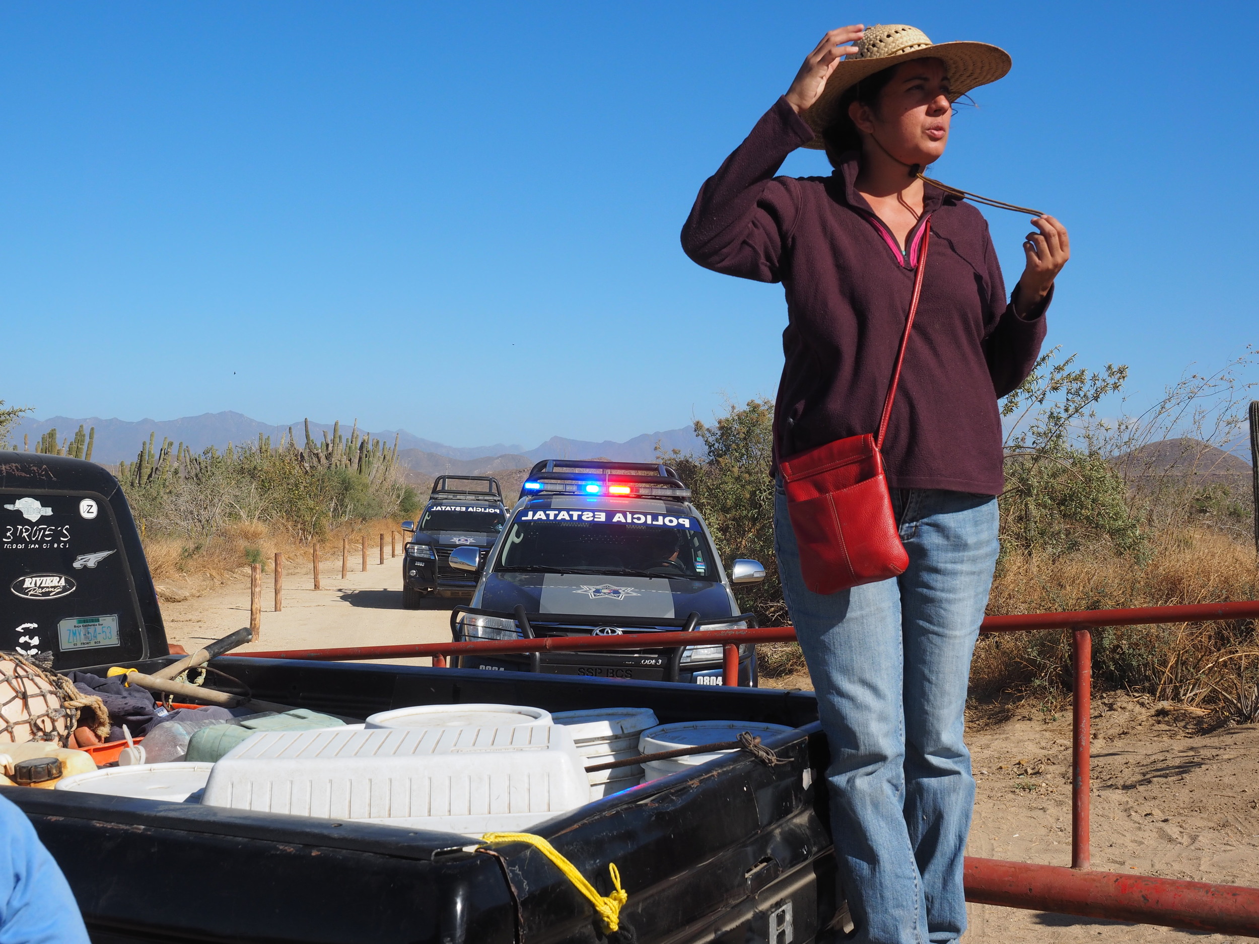  Federal police have moved in to remove the fishermen and close down the blockade. Maria Salvatierra in the photo. 