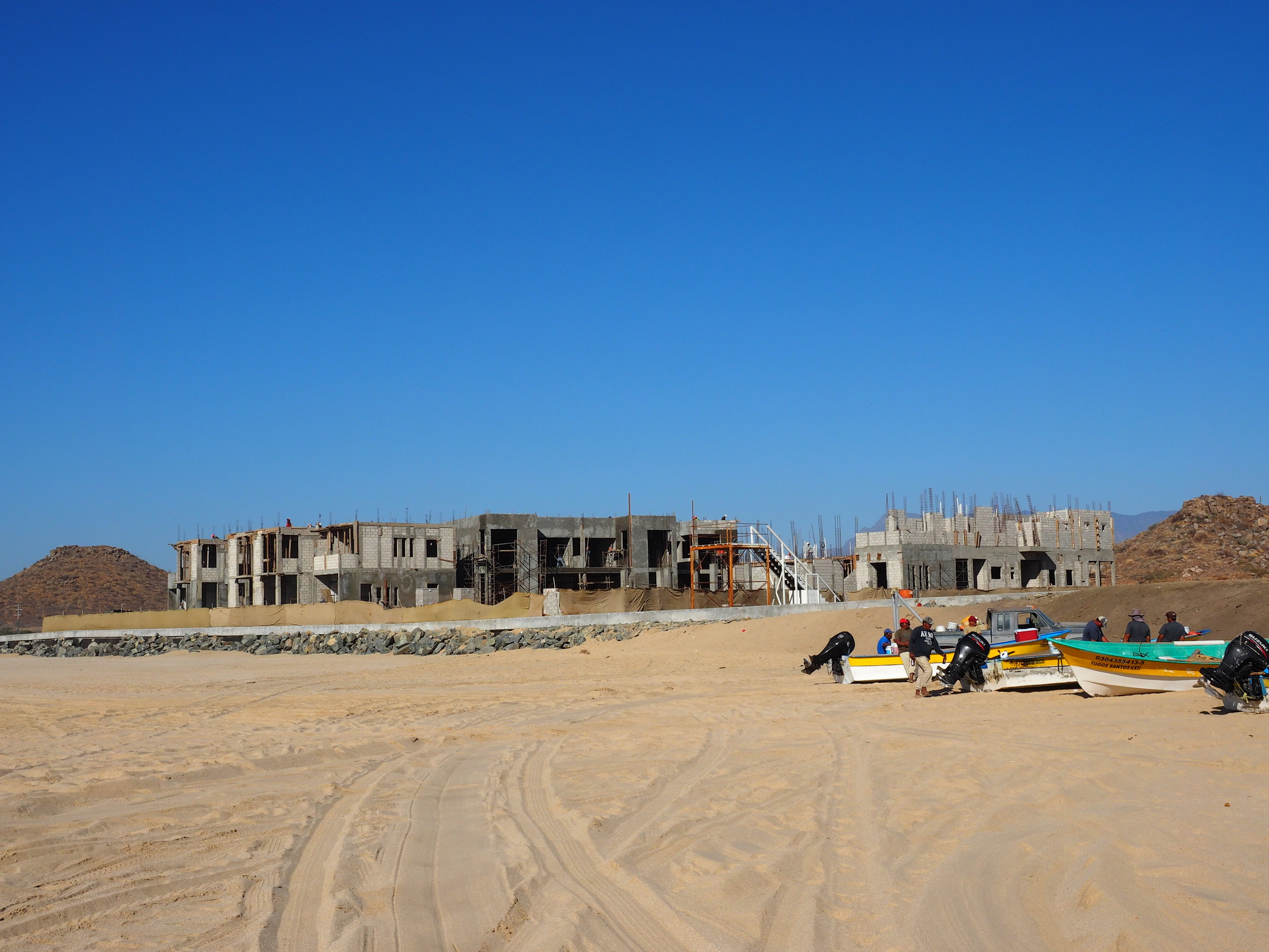  The Tres Santos mega development is pushing the fishermen off the beach.&nbsp;Thousands of mangroves that once protected the beach have been bulldozed. 