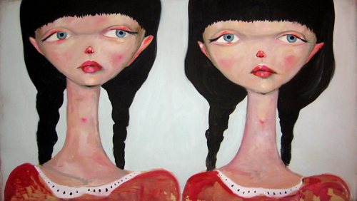 Sister Sister oil on panel, 45.5"x79"