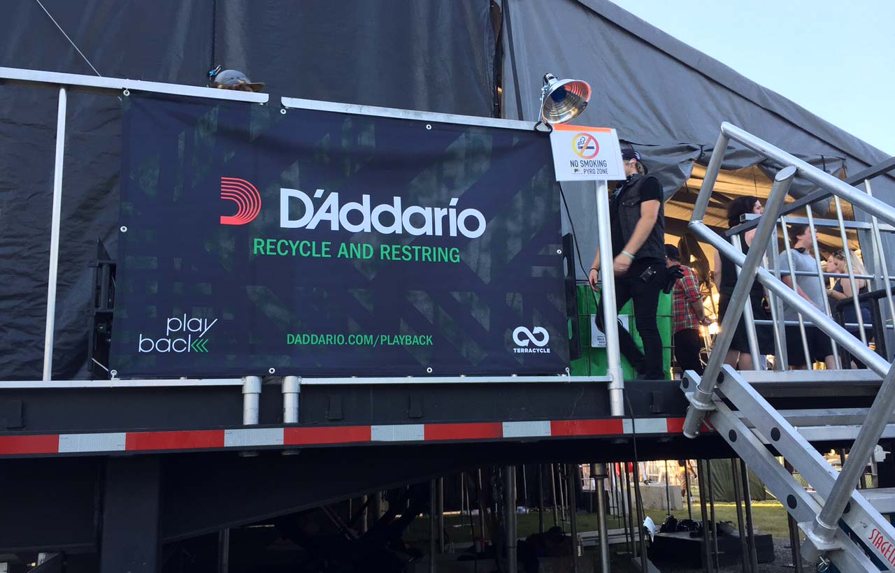 The D'Addario Recycle and Restring tent at Bonnaroo 2016.