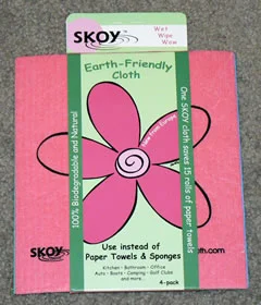Reusable Skoy cloths take the place of 15 or more rolls of paper towels. To save even more money, you can cut up rags from old clothes. 